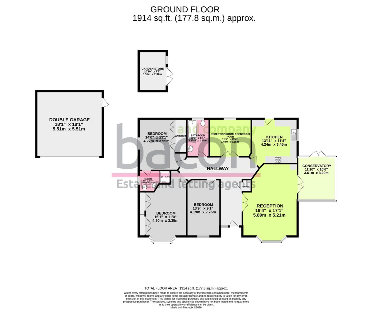 Floor Plan | Bungalow - Detached | Roundwood, High Salvington, West Sussex, BN13 3GZ | For Sale